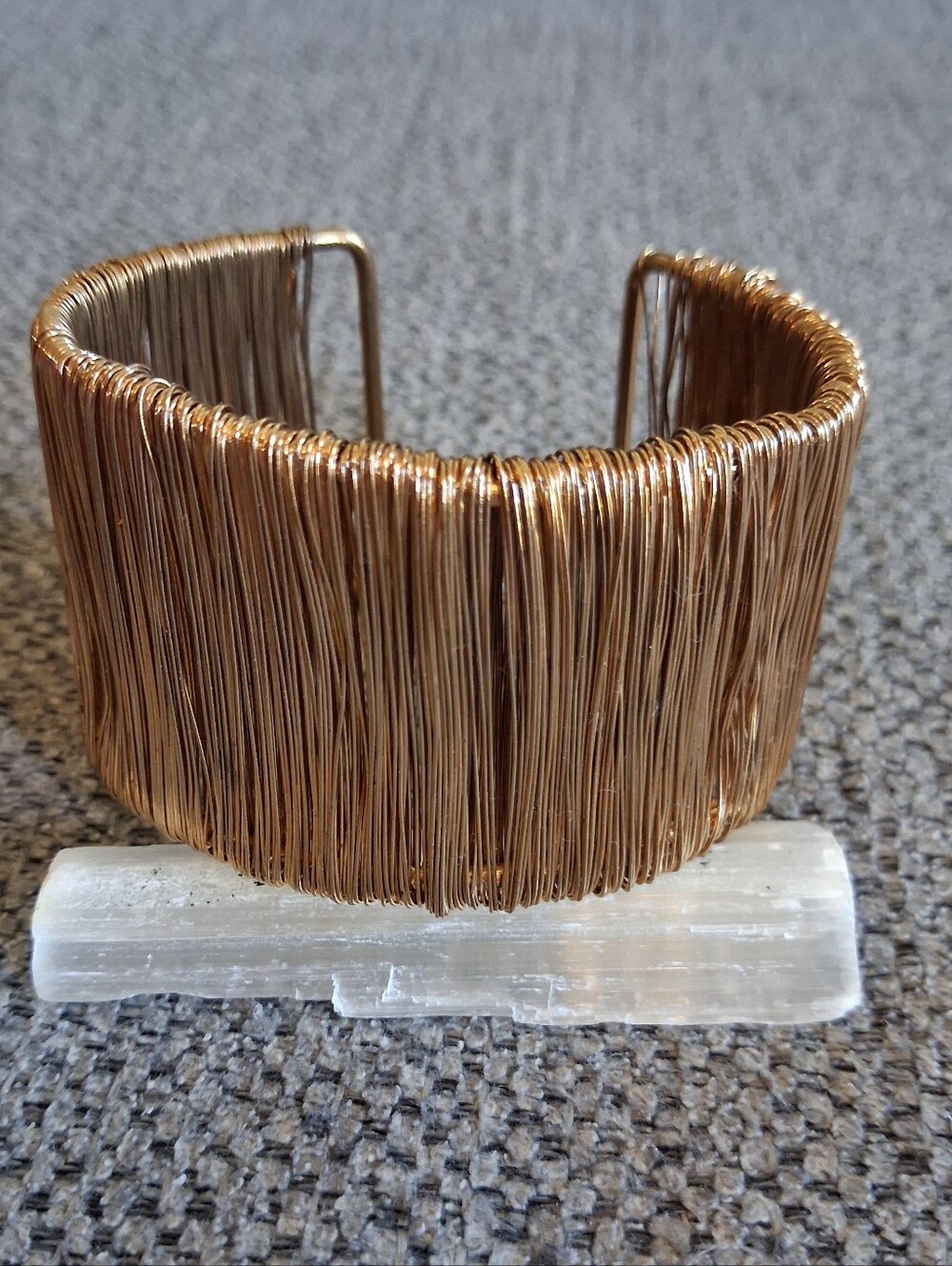 Wide Gold Wire Cuff Bracelet - Metallic